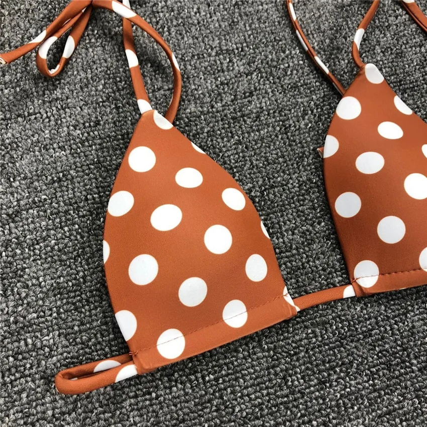 Hot Sale Strap Bikini Strappy Swimwear Polka Dot Swimsuit Low Cut Trikini Micro Trikini g String Top Bikini