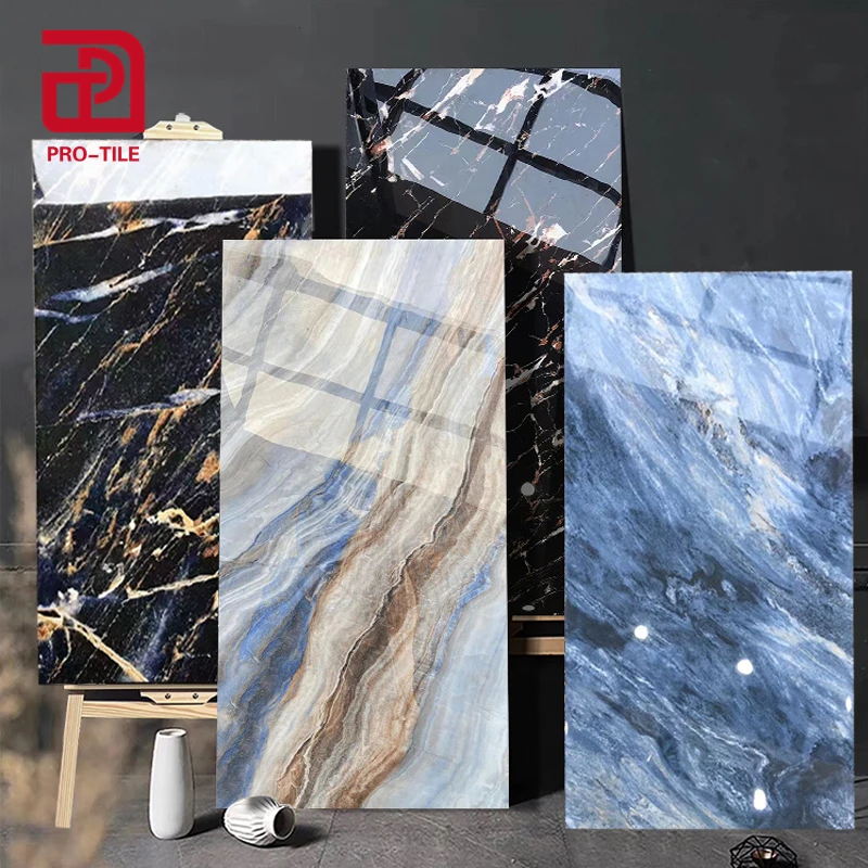 600*1200mm Latest Design Dark Color Marble Decorative Glossy Floor tile for house