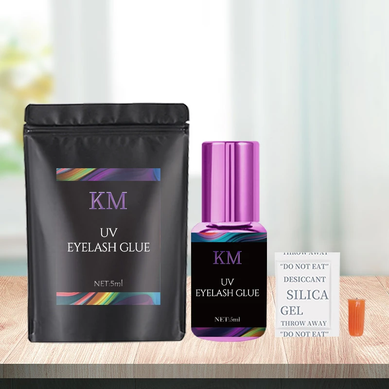 KM UV glue for professional eyelash extension LED eyelash system adhesive LED eyelash glue 5ml