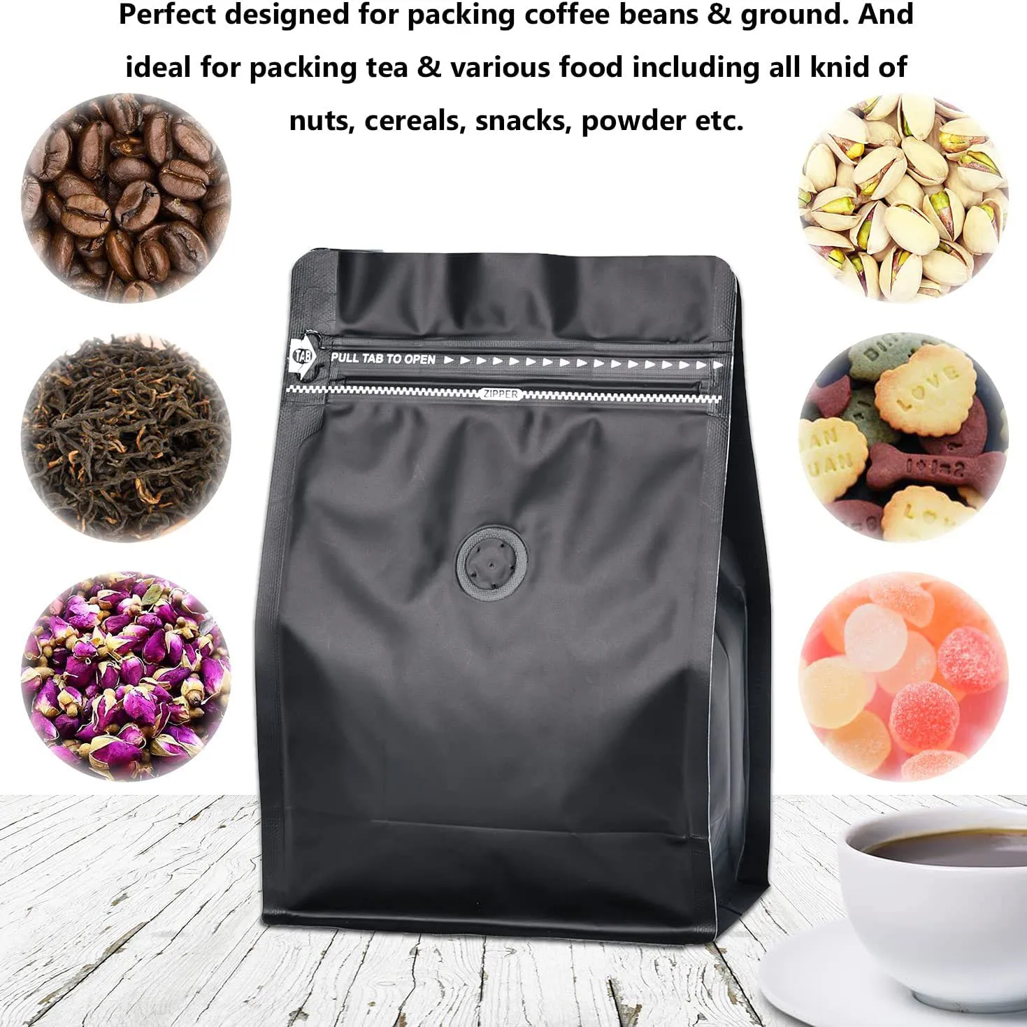 Custom Printed Aluminum Foil Snack Bag PET Zipper Side Gusset Coffee Packaging with Valve Heat Seal