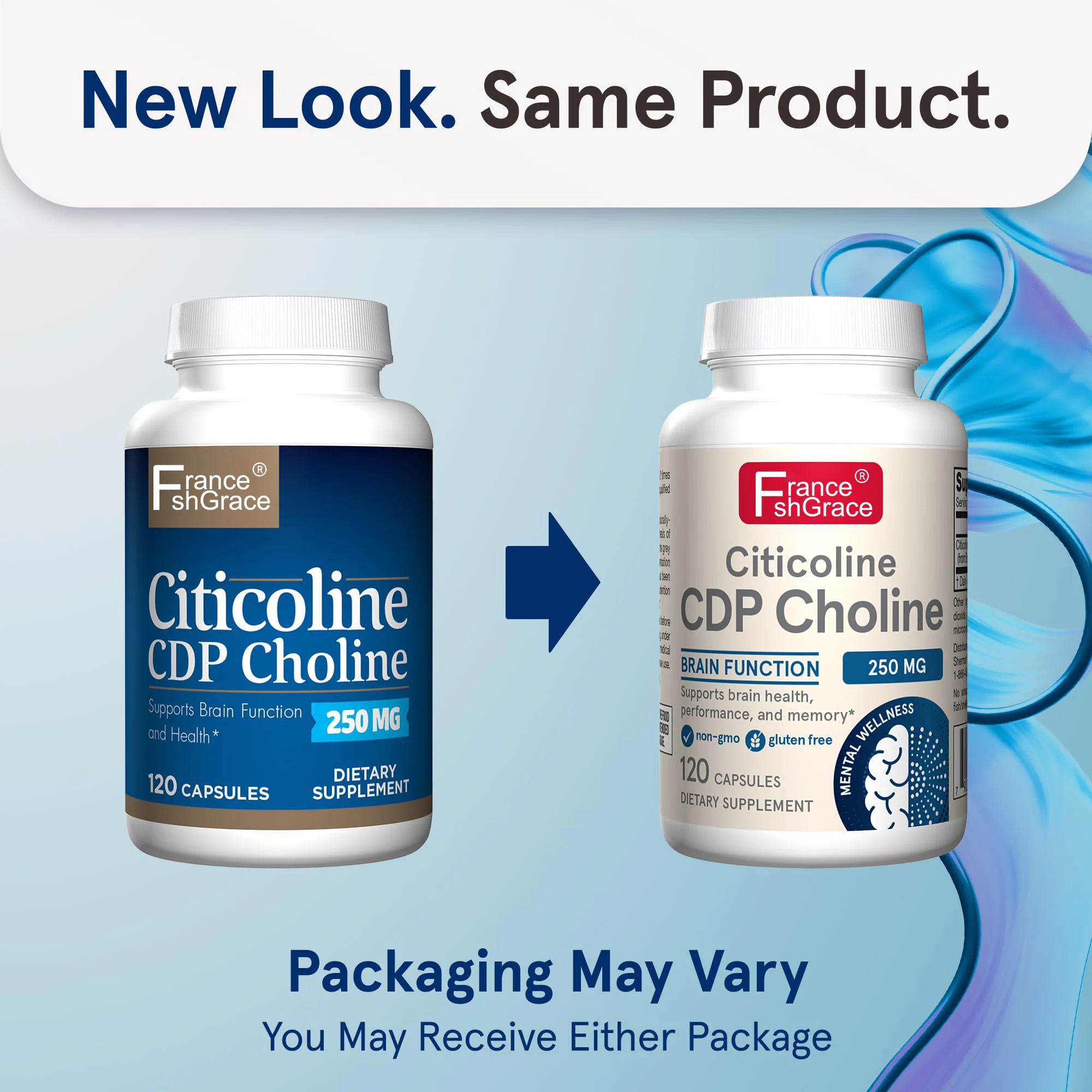 CDP Choline Veggie Capsules 250 mg Dietary Supplement for Memory and Brain Health