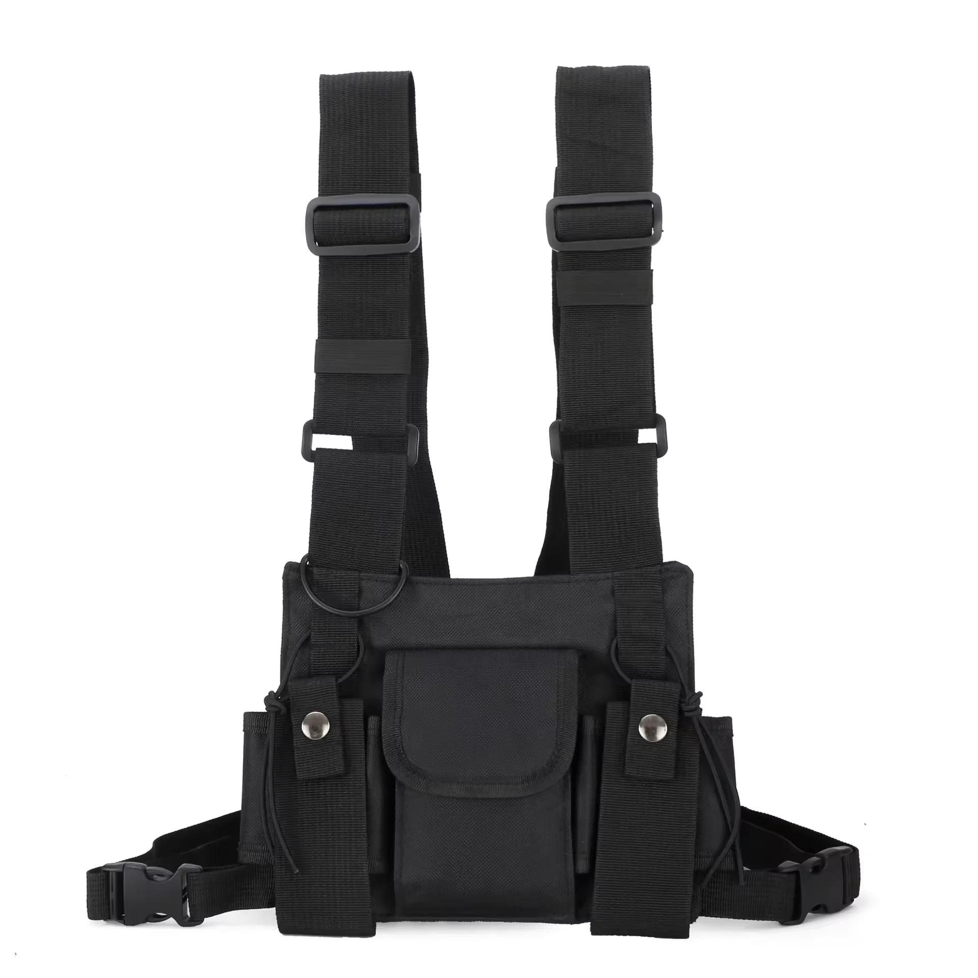 Fashion Hip Hop Streetwear Functional Tactical Harness Chest Rig With Pack Chest Bag  Customized Nylon Chest Rig Bag Black Vest