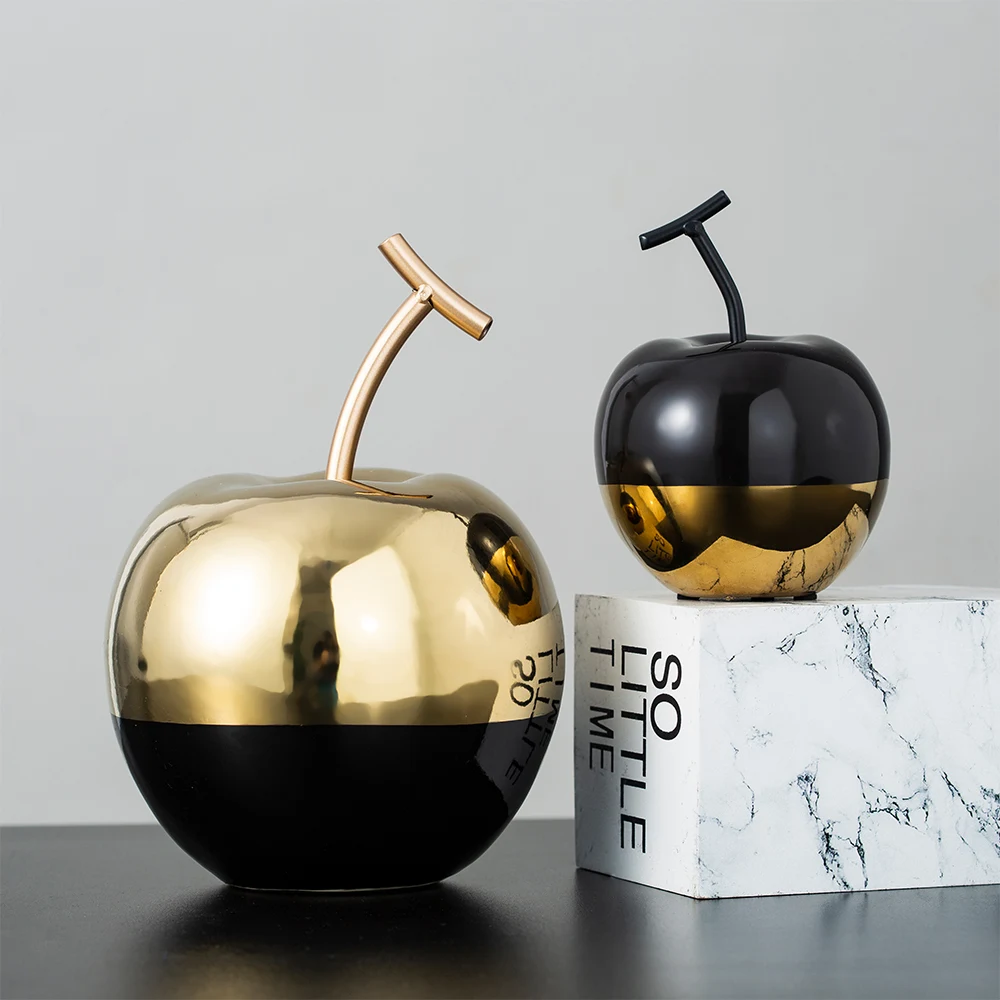 Modern light luxury style desktop decoration crafts ceramic small apple ornaments