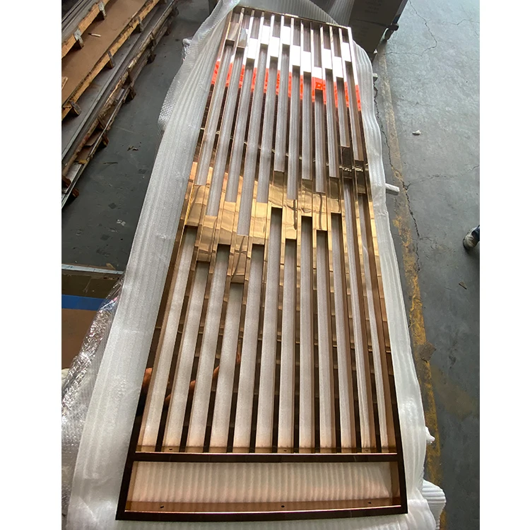 American Decoration Style Cheap Gold Cnc Hollow Welding Wall Screen Metal Layer Cut Screen