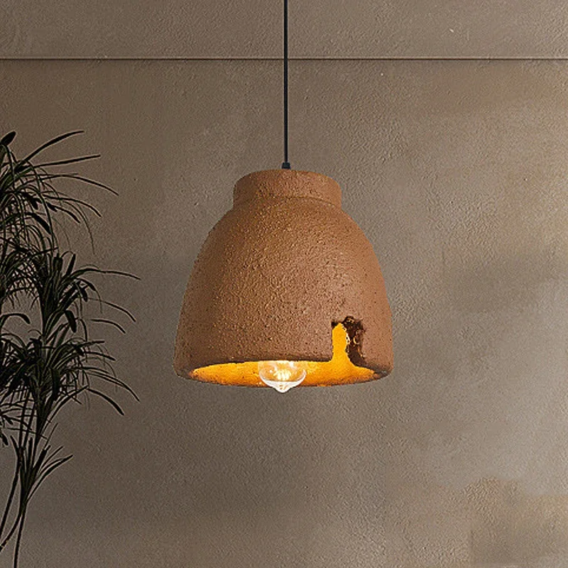 Japan Wabi Sabi Personality Hat Brown Pendant Lamp Corridor Home Stay Restaurant Dinning Room Bowl Hanging Light
