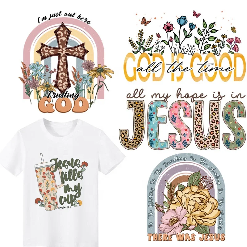 Hot Selling Dtf Heat Transfer Printing Stickers For T-Shirts Clothing Jesus Washable Custom Dtf Transfer Jesus