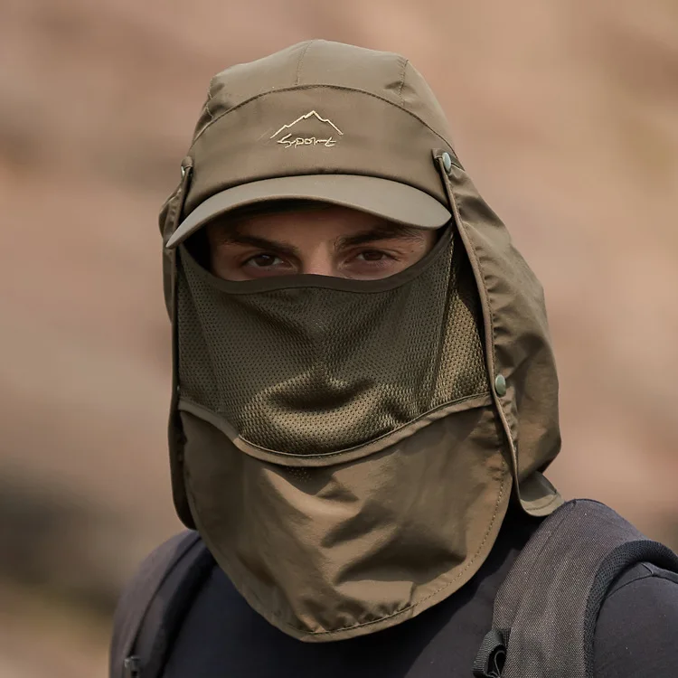 Custom UV Protection Nylon Sun Hats Couples Light String Fishing Bucket Hat with Face and Neck Cover for Men