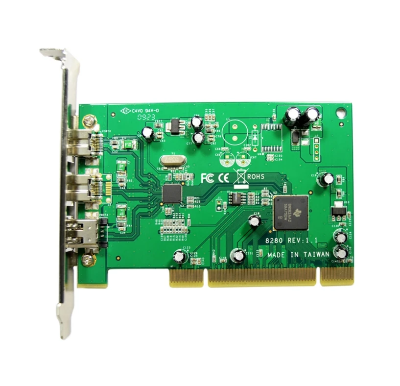 PCI 3 Ports Firewire ieee 1394 card 2 ports 1394B and 1 ports 1394A TI8280 chipset