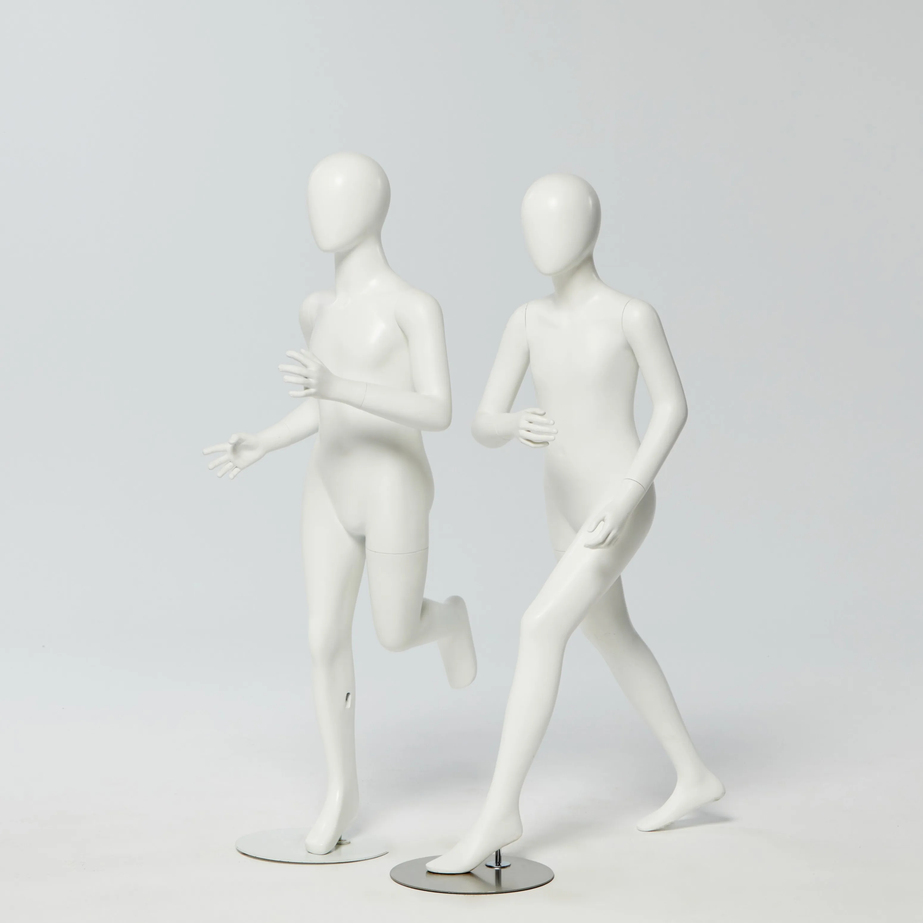 Fashion store Window Display Full Body  Egg face Matte White Kid running Mannequin