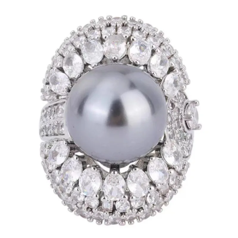 Newest Fashion Women Personality Adjustable High Grade Platinum Pearl Rings