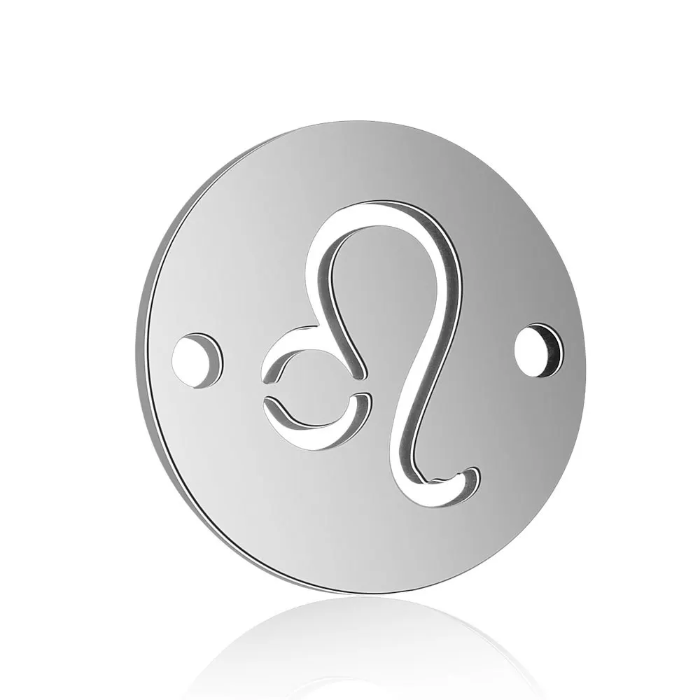 2-Hole Stainless Steel 12 Zodiac Sign Constellation Symbol Bracelet Charms Pendant For Necklace Bracelet Accessories