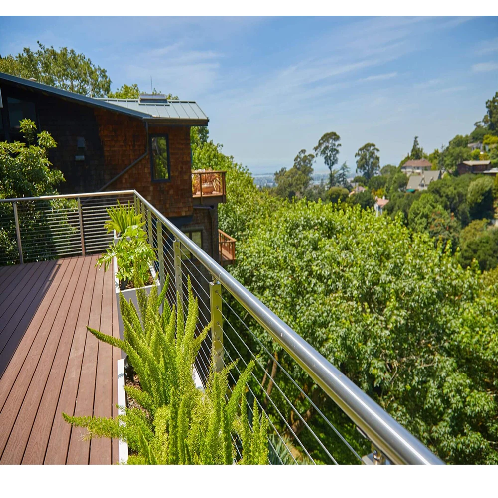 Outside Modern Side Mounted Cable Railing Vertical Wire Systems Stair Stainless Steel Rope Cable Railing Balustrade Handrail