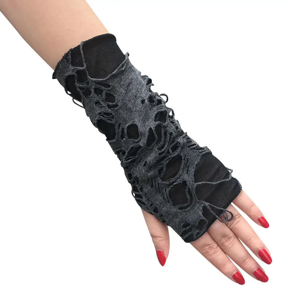 Women Halloween Fingerless Gloves Spider Web Lace Gloves Black Punk Gloves Party Fancy Dress Costume Accessories