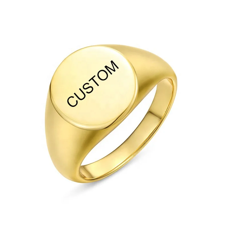 Classical Simple 925 Silver Blank Ring Personality Engraved Custom Name Engrave Logo Plain Signet Ring For Men And Women