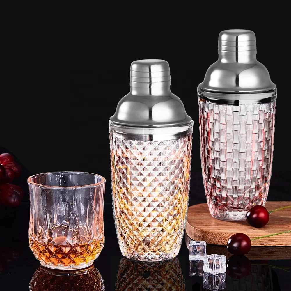 2024 New Style Gold Cocktail Shaker Airtight Seal Glass Cocktail Shaker Set For Bar Tools