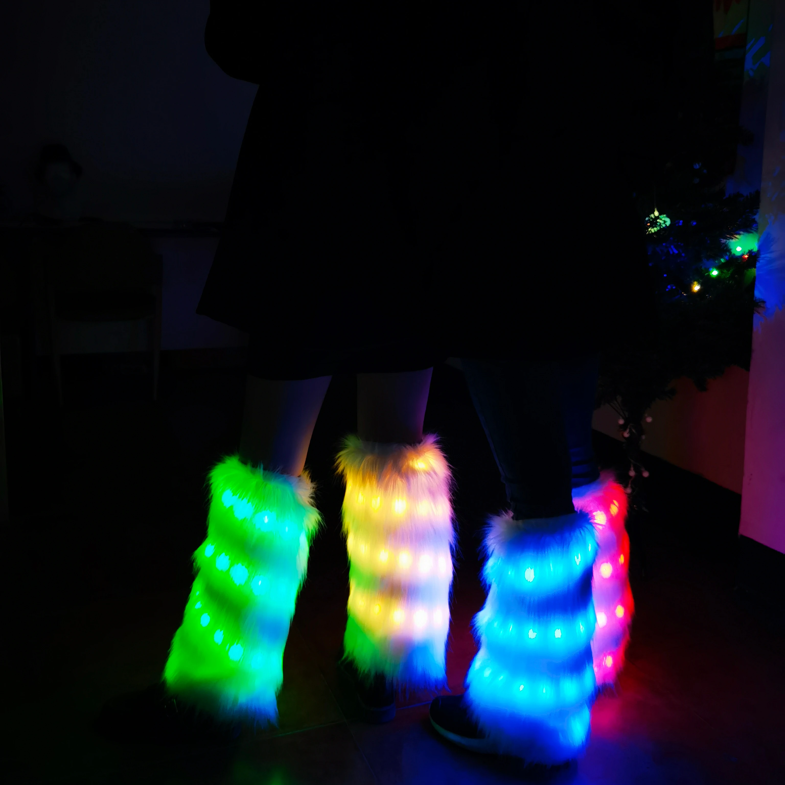Зимние теплые разноцветные танцевальные светодиодные светящиеся грелки для ног, рождественские праздничные светодиодные фонарики