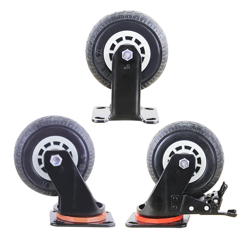 Rubber wheel trolley trailer equipment supporting the use of directional universal brake casters silent non-slip wheels