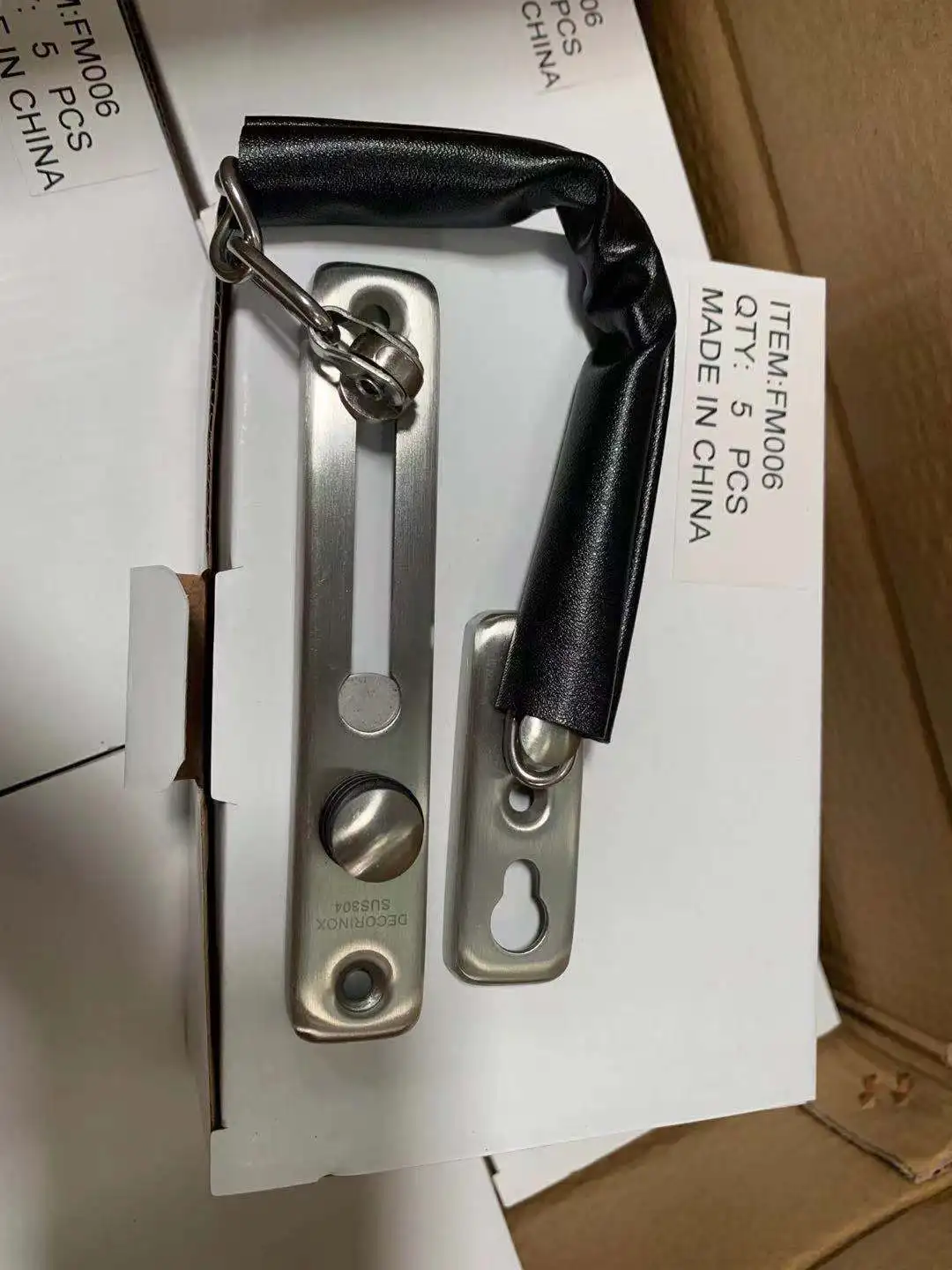 Security bolt with chain, stainless steel material door bolt lock, anti-thief bolt.