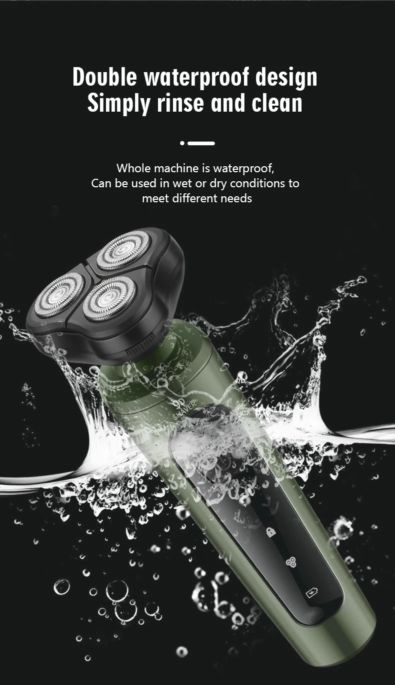 4 In 1 Waterproof USB Rechargeable Rotary Electronic Shaving Machine Beard Trimmer Razor Foil Electric Shaver For Men