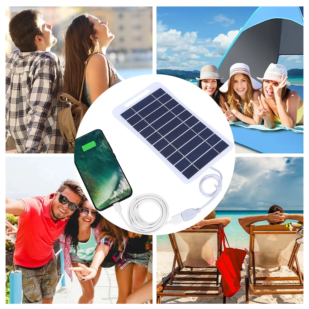 Customizable Waterproof Mini Portable Solar Micro USB Charger Solar Power Panel 5W For Camping Hiking Fishing