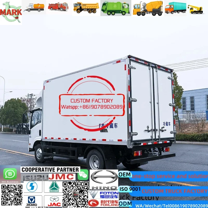 ISUZUU New Automatic  2 Tons Gasoline  Mini Refrigerated Truck Freezer Small Refrigerated Box Truck Price New Ice Cream Truck