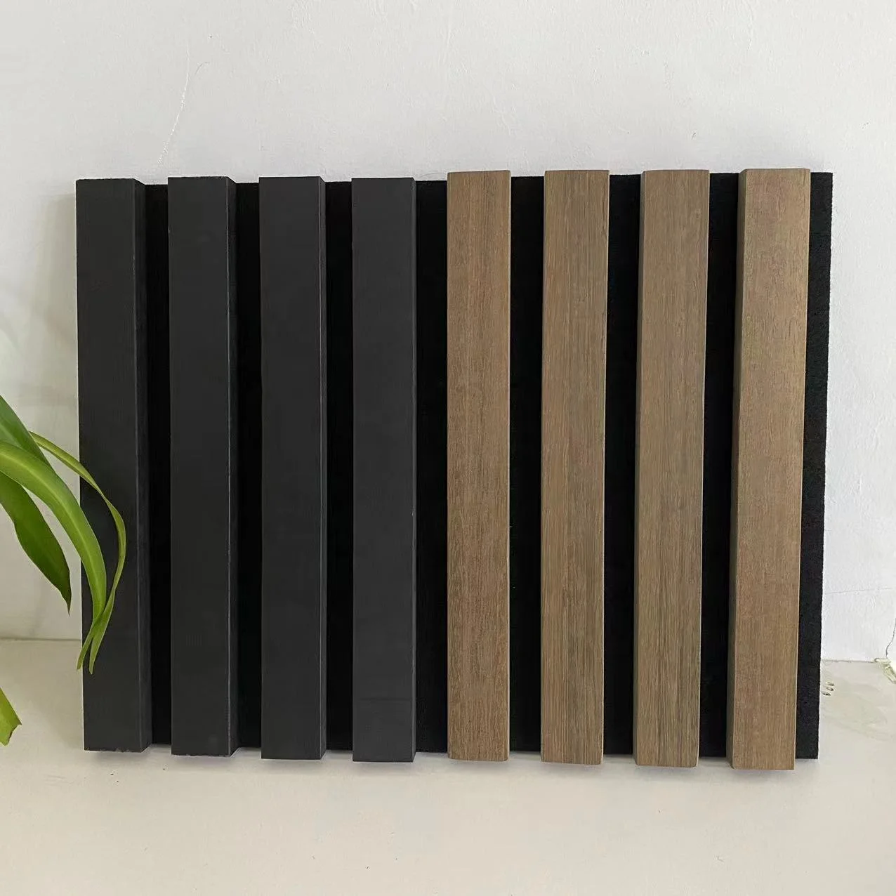 DESIGN Art Natural Oak Acoustic Slat Ceiling Board Charcoal Fluted Wooden Slats Noise Reduction Sheet Soundproofing Wood Wall