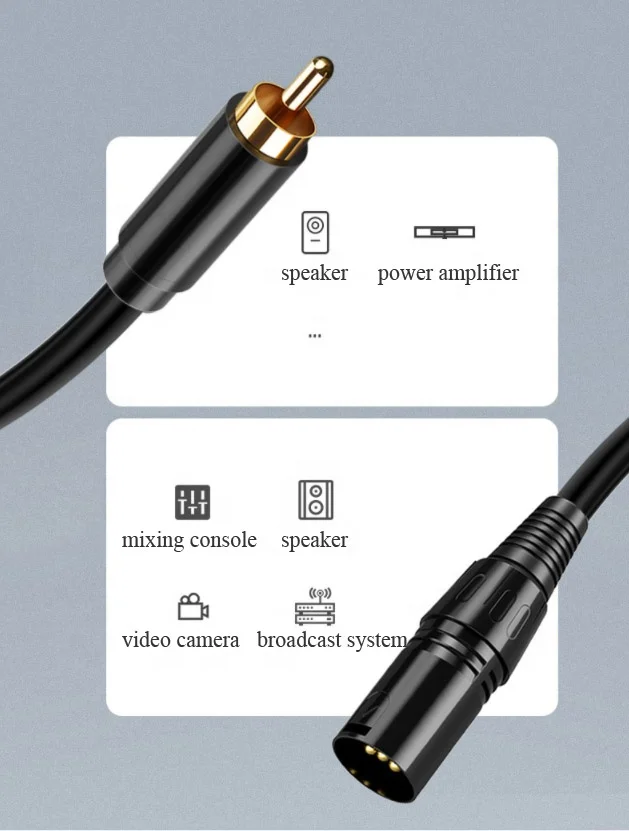 Hifi professional RCA to XLR audio cable male female xlr to rca male to male speaker cable 0.5M 1M 1.5M 2M 3M 5M