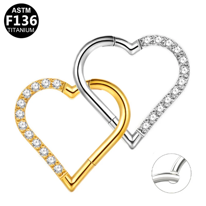 Gaby new design ASTMF136 titanium body jewelry heilx ear piercing rings with heart pattern fashion style
