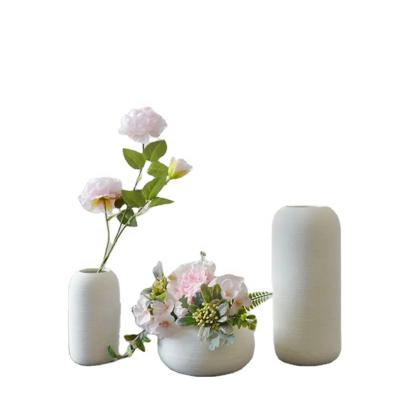 
Luxury Ceramic Home Decoration White Flower Vases Set Porcelain table centerpiece vases for living room Wedding Hotel 
