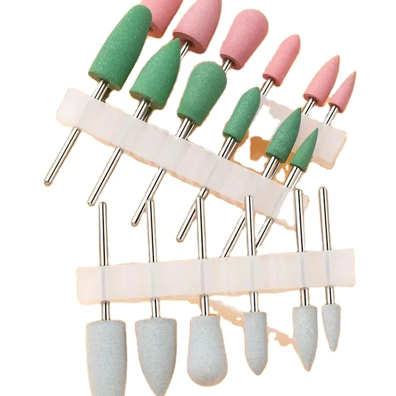 6PCS nail drill bit tool Different Shape All Grid Nail Polishing Tool Silicone Nail Drill Bits