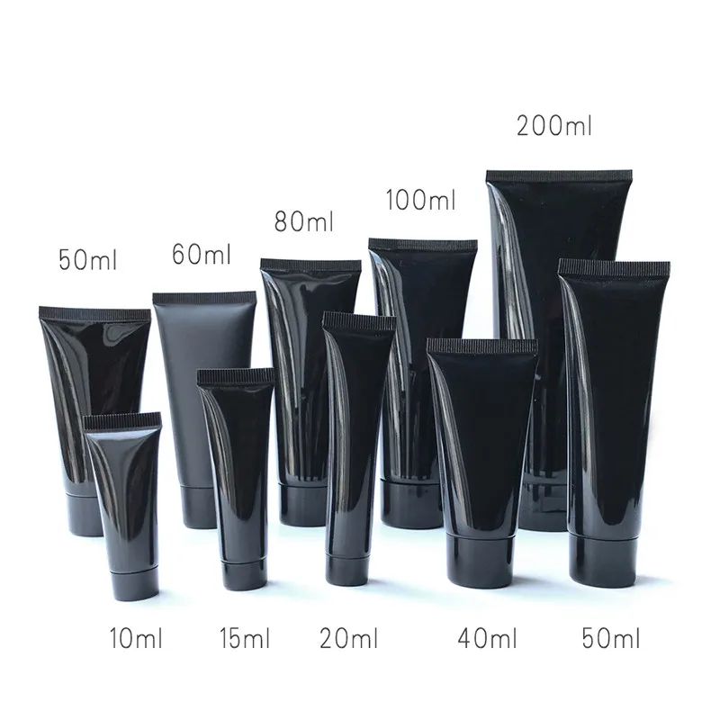 
15ml 30ml black cosmetic soft tube face wash cream lotion squeeze tube bottle container butter cream packaging plastic soft tube 