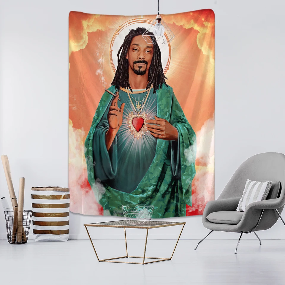 Гобелен Snoop Dogg настенный гобелен с изображением рэпера и Иисуса мистический психоделический богемный эстетический Декор для спальни в стиле хиппи
