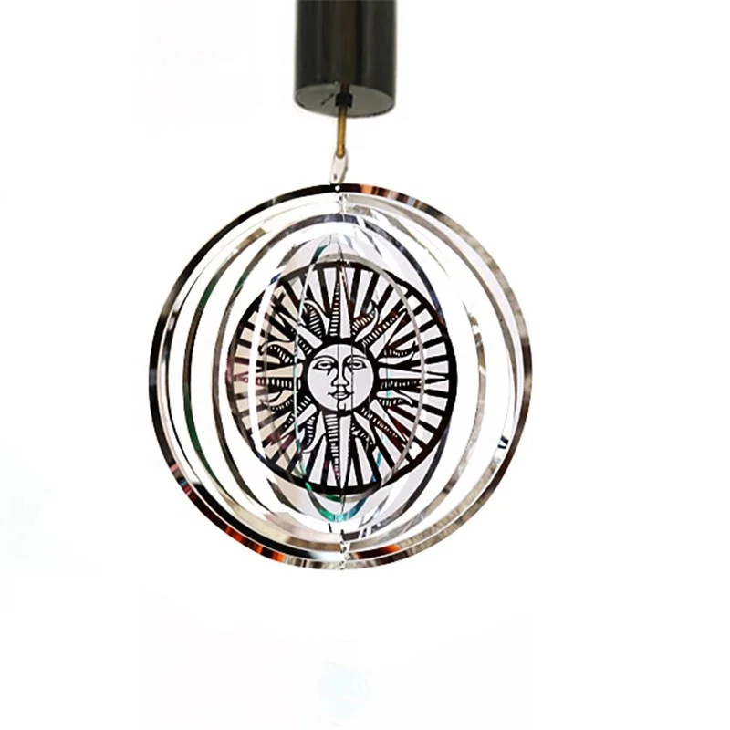 Custom Etching Wind Chime Outdoor Decoration Color Printing Ornament Folk Art Steel Garden ornament wind spinner