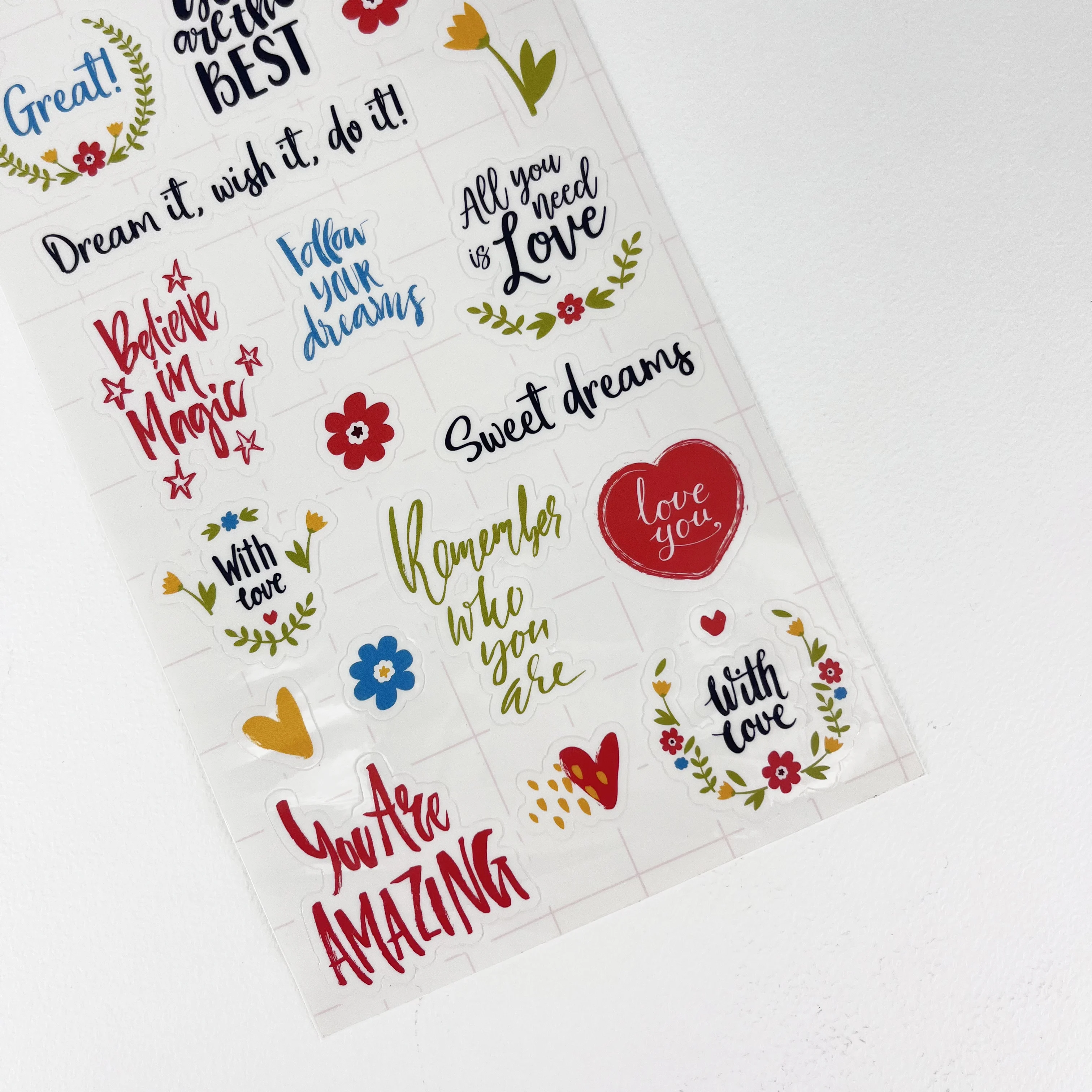 Custom DIY PVC Stickers Encouraging Signs PVC Sticker for Children Diary Decoration