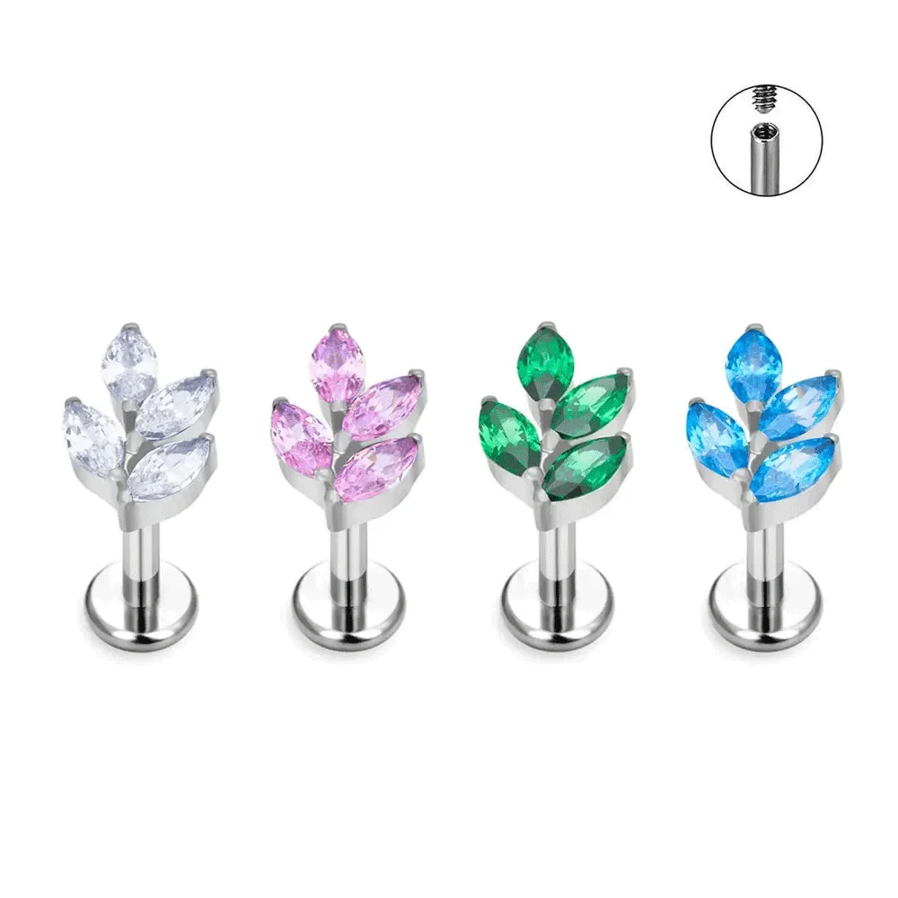 Серьги G23 ASTM F136 хирургическая титановая сталь с камнями CZ Labret кольца для губ пирсинг ювелирные изделия