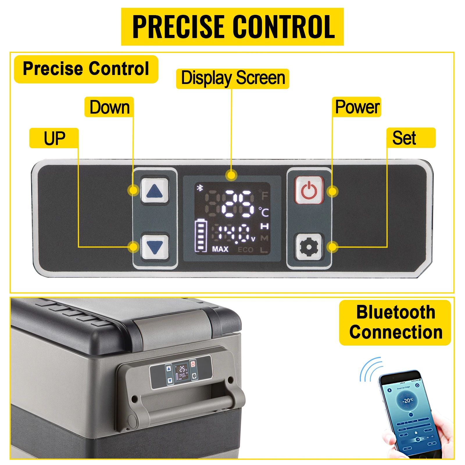 VEVOR Car Refrigerator 45L Compressor cooling box Ship Truck Car and Mini refrigerator 45W