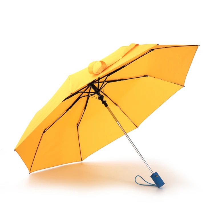 high quality 190t nylon fabric recycle polyester PET fully automatic triple folding high end plain white umbrella