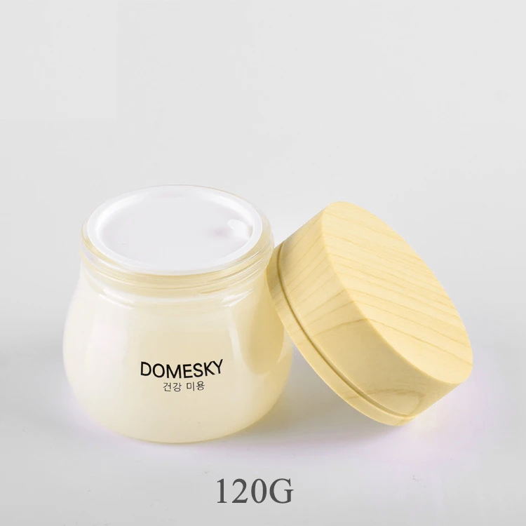 Empty cosmetic ball shape jars 120ml 4 oz big capacity glass white and black bottle cosmetic packaging