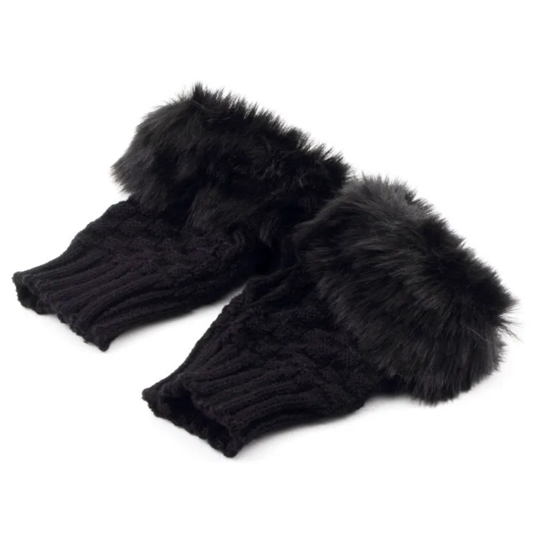 Wholesale Mittens Touch Screen Half-finger Winter Warm Mittens gloves Fluffy Thick Knitted Lady