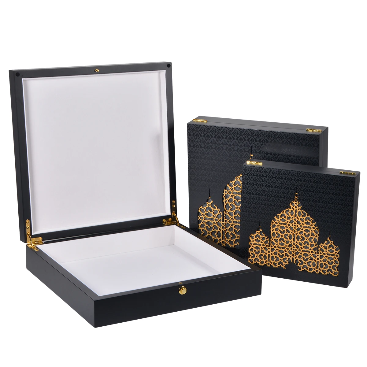 Luxury Arabic design laser wooden Ramadan box dates packaging with wholesale price