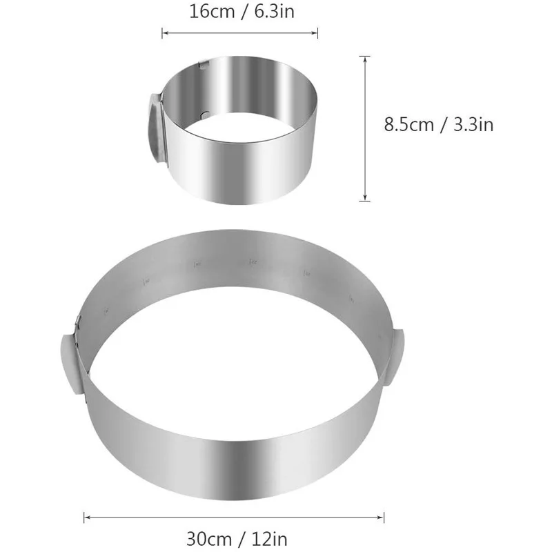
Stainless steel mousse ring retractable round cake ring cake mold 6 inch -12 inch baking tools 