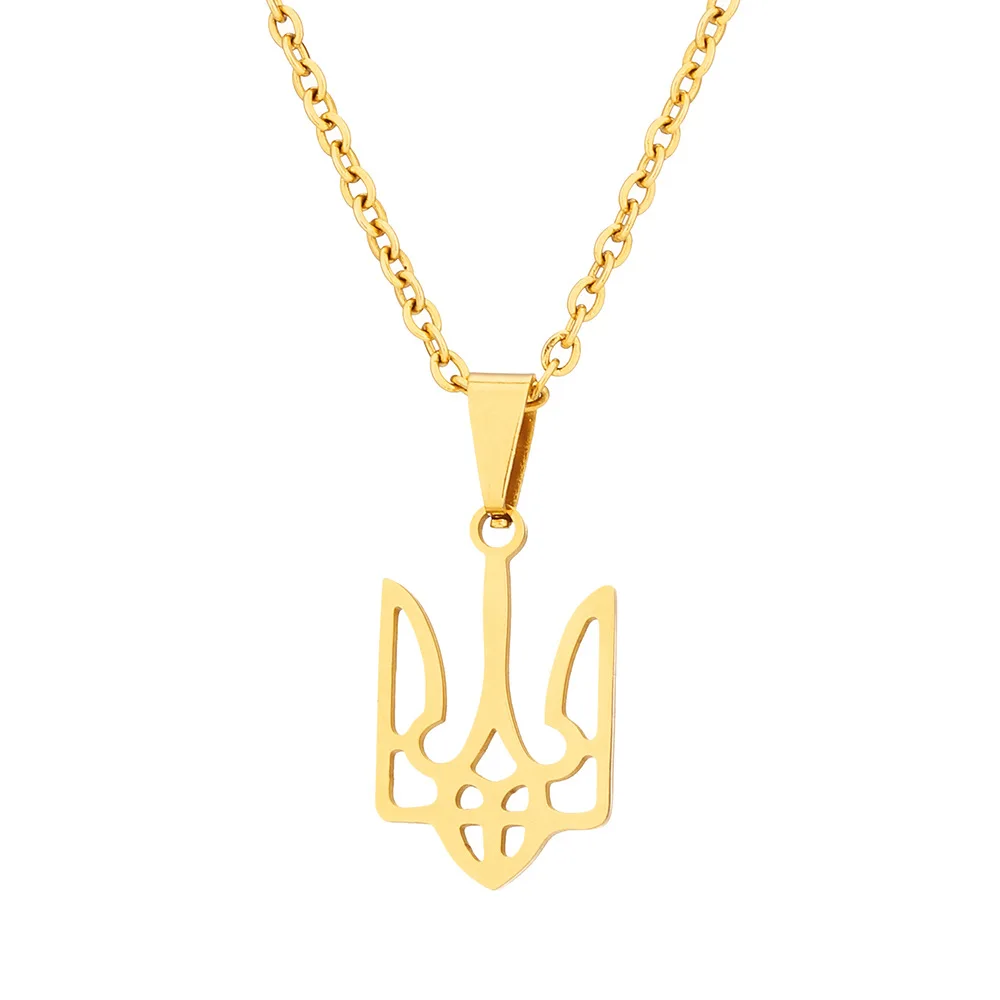 Hot Sale Stainless Steel National Symbols Of Ukraine Flag Pendant Necklace For Men Women Ukrainian Solidarity Choker Jewelry