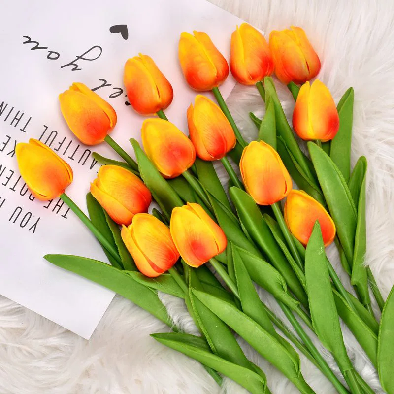Mini PU white Tulip artificial flowers