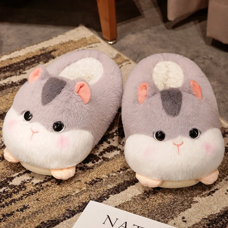 Stuffed Hamster Plush Slippers Wholesale Animal Shaped Slippers Hamster Winter Warm Shoes Custom Hamster Plush Slippers