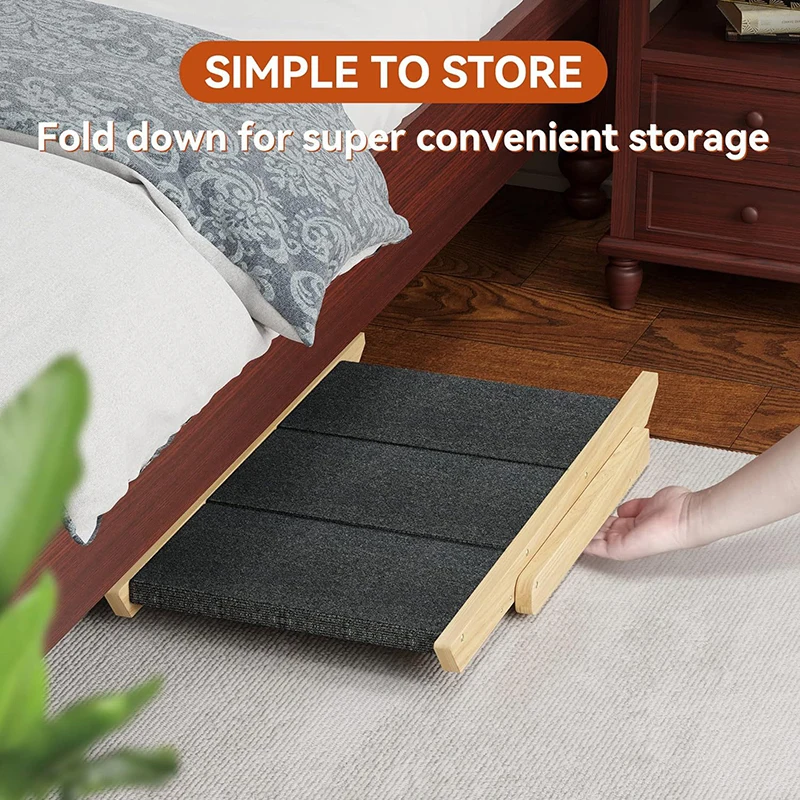 Wooden Dog Stairs & Ramp Portable Cat Steps Foldable 4 Levels Pet Climbing Ladder Senior