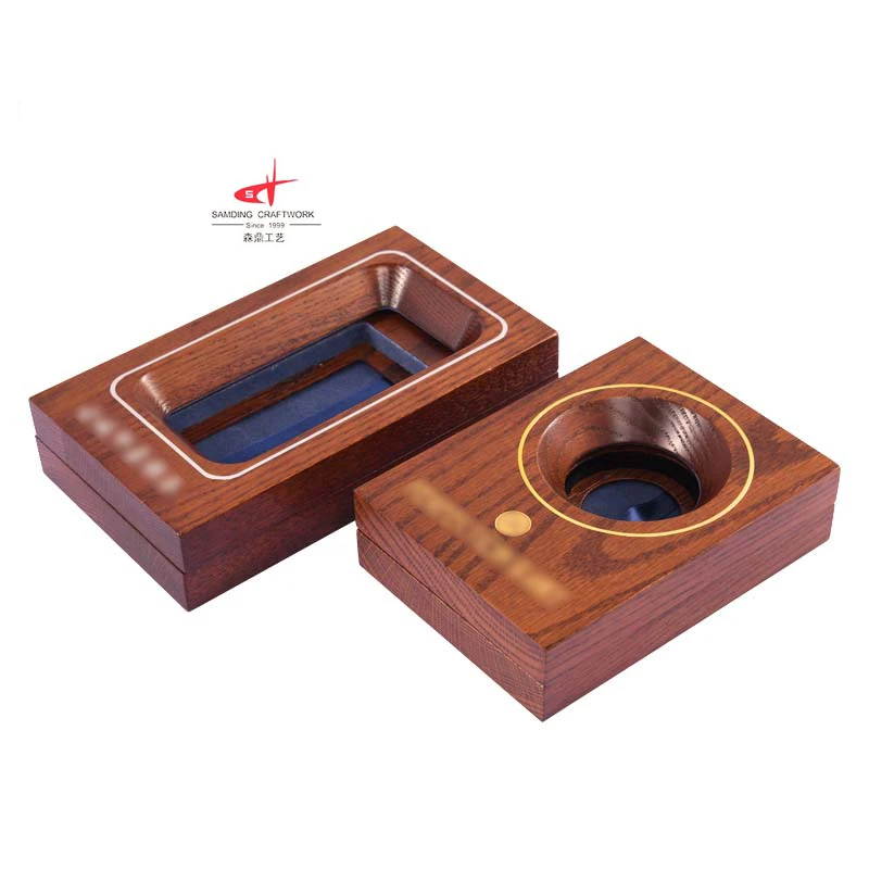 Custom Handmade wooden single coin display gift small fancy highend wood coin box