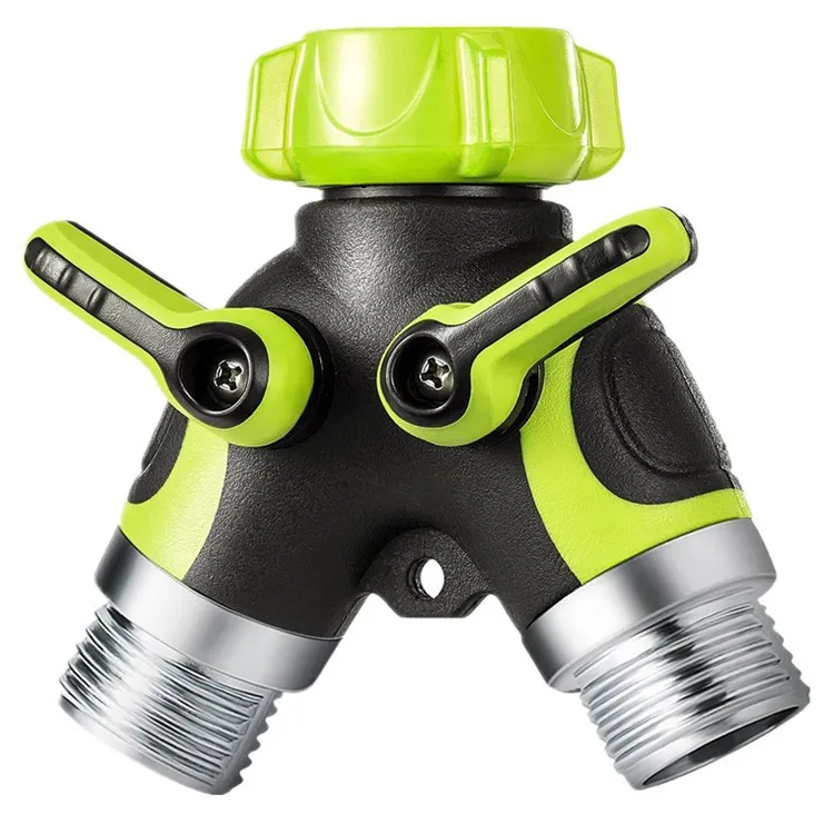 Best New Products of 2024 100% Fixed Bolt Thread Plastic 2 Way Outdoor Faucet Splitter Garden Hose Splitter with Shut Off Valve