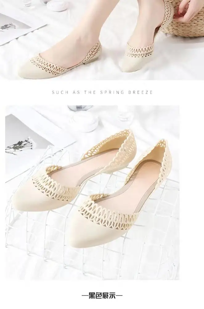 
flat sole bow jelly shoes women 