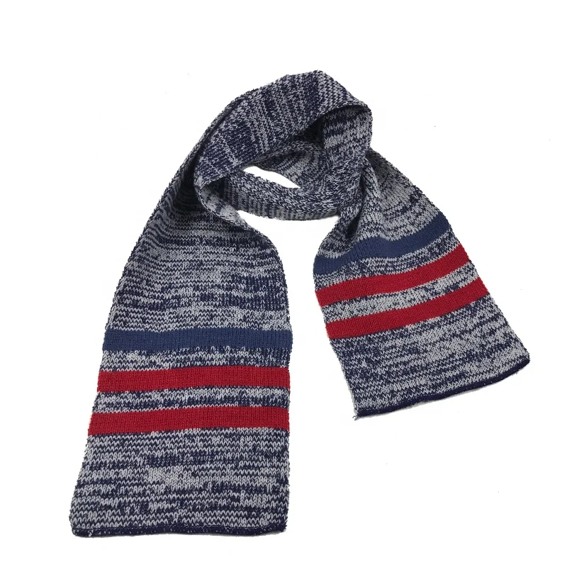 Teenages Winter Acrylic Section Dyed Yarn Stripe Knitted Beanie Hat Scarf Mittens Set