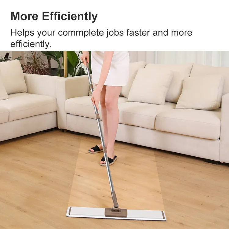 24-Inch Flat Microfiber Mop with Easy Degree Durable Aluminum Pole and Rectangle Head for Floor Cleaning